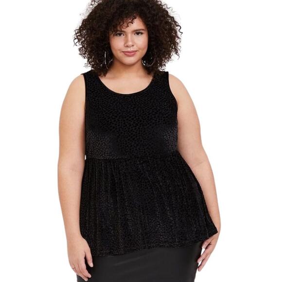 Torrid Velvet Burnout Peplum Top Plus Size Torrid 5 / 5X - 28 W - Picture 1 of 3